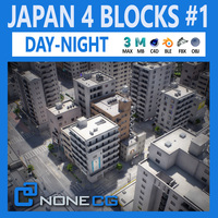 Japan 4 Blocks Set1 3D Model